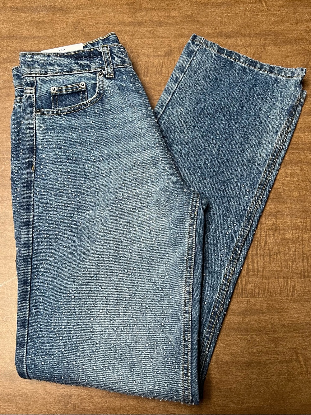 Zara Medium Blue Embellished Denim Jeans